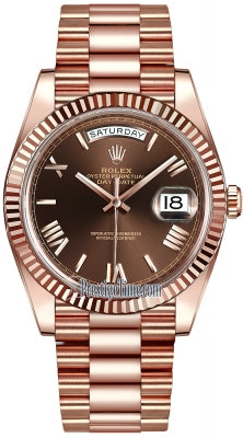 Rolex Day- Date 228235 President 40mm Rose Gold Chocolate Roman Dial